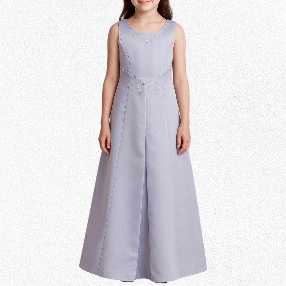 Vintage Y2K David's Bridal Purple Flower Girl Dress Orchid Beaded Gown Size 12